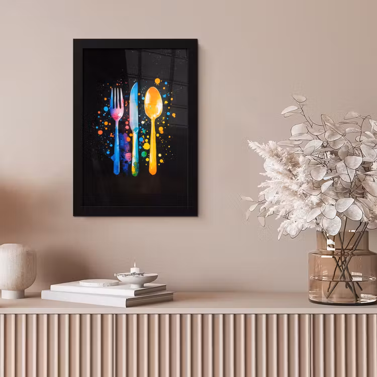 Poster met lijst - Bestek - Kleurrijk - Spetters — 5