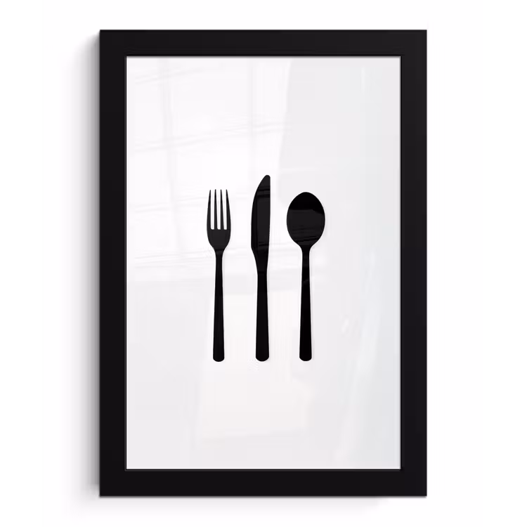 Poster met lijst - Bestek - Zwart - Simpel — 1