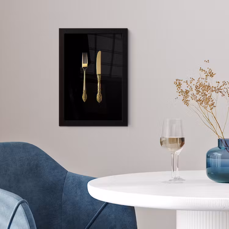 Poster met lijst - Goud - Vork - Mes — 4