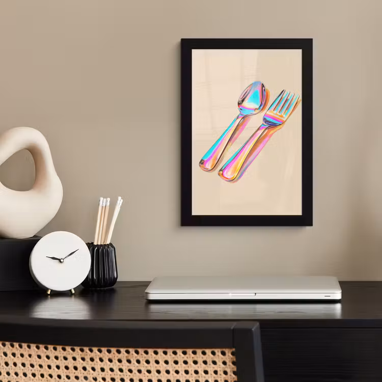 Poster met lijst - Regenboog - Lepel - Vork — 2