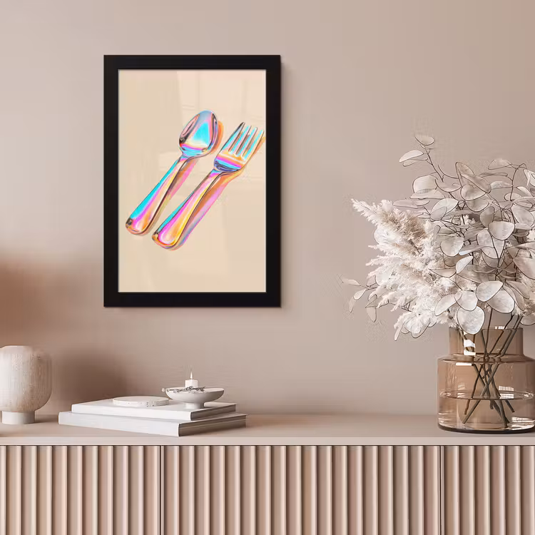 Poster met lijst - Regenboog - Lepel - Vork — 5