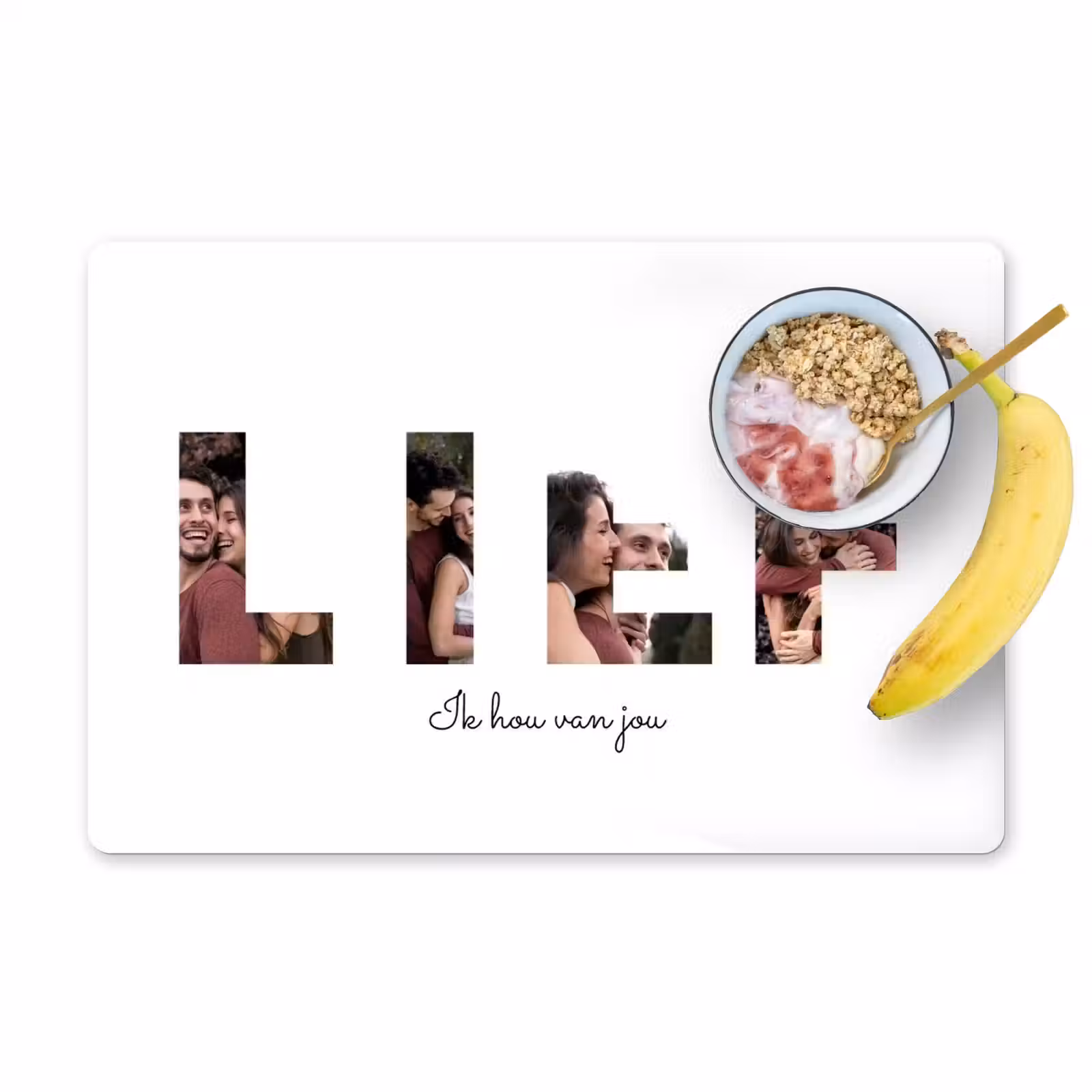 Gepersonaliseerde placemat - 6 stuks - Lief - Lettercollage — 1