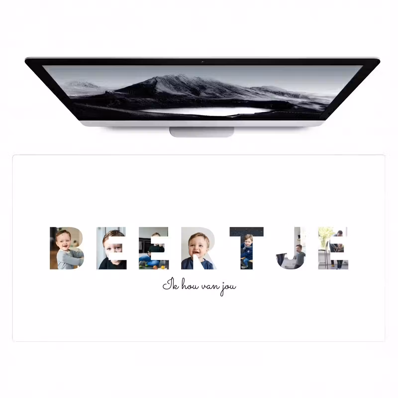 Gepersonaliseerde bureau onderlegger - Beertje - Lettercollage — 1