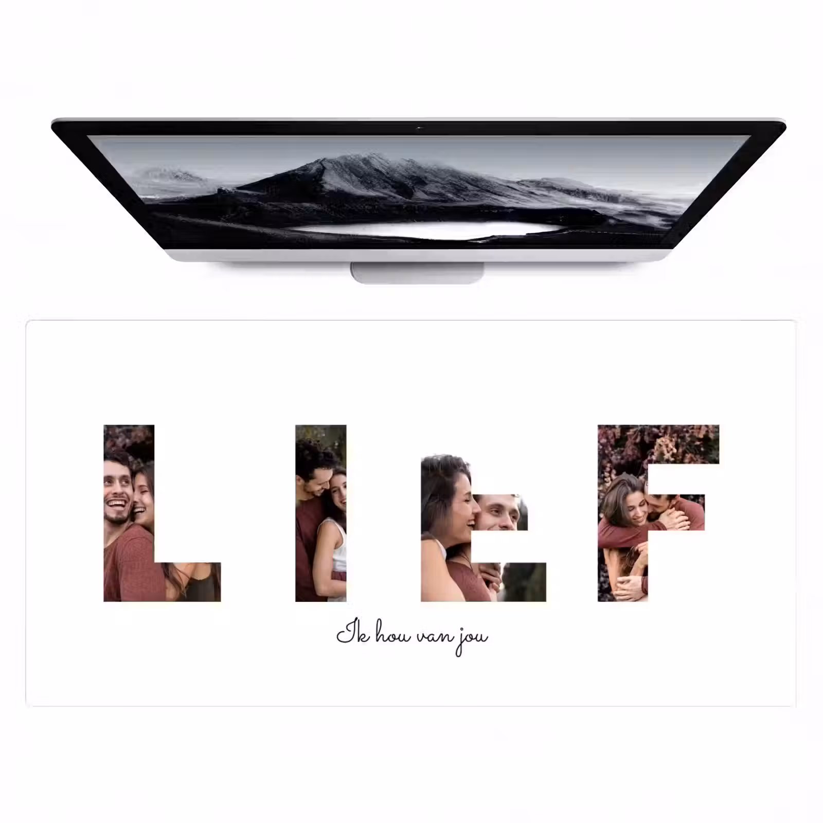 Gepersonaliseerde bureau onderlegger - Lief - Lettercollage — 1