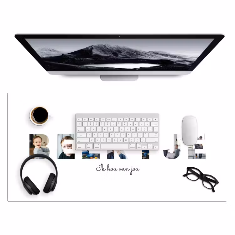 Gepersonaliseerde bureau onderlegger - Beertje - Lettercollage — 4