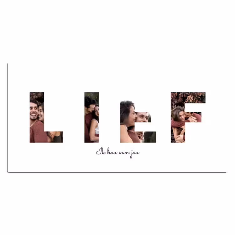 Gepersonaliseerde bureau onderlegger - Lief - Lettercollage — 2