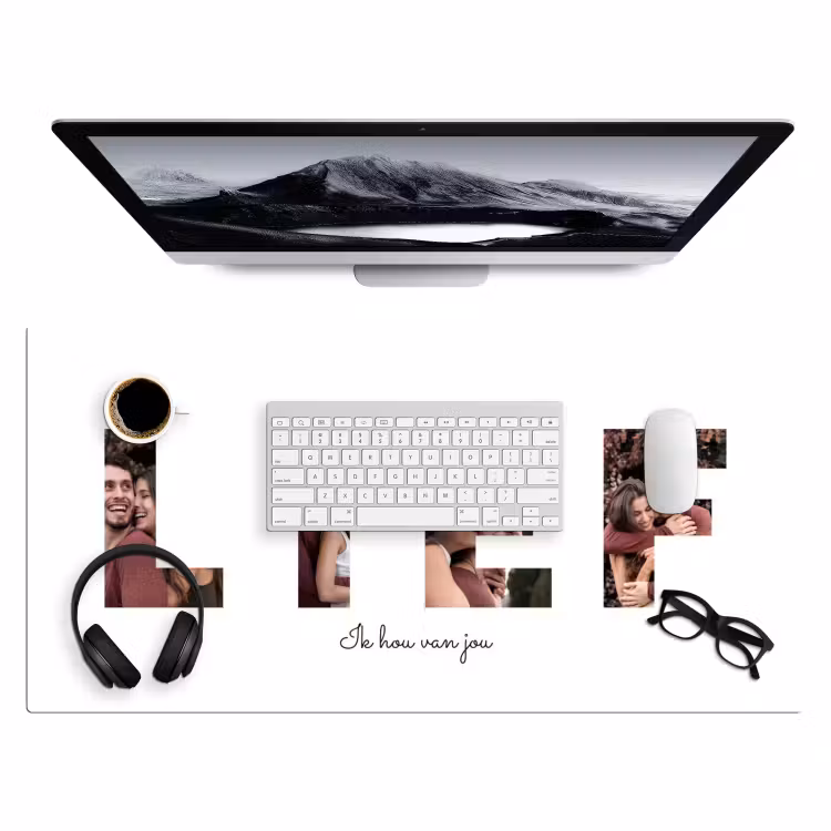 Gepersonaliseerde bureau onderlegger - Lief - Lettercollage — 4