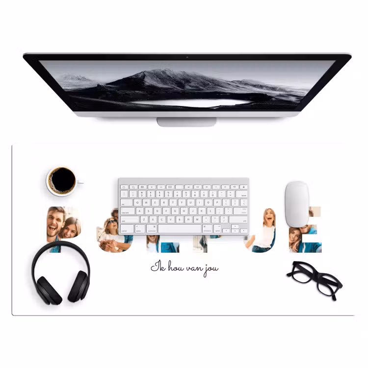 Gepersonaliseerde bureau onderlegger - Poepje - Lettercollage — 4