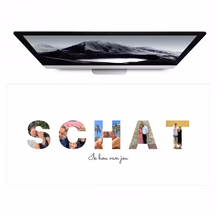 Gepersonaliseerde bureau onderlegger - Schat - Lettercollage — 1