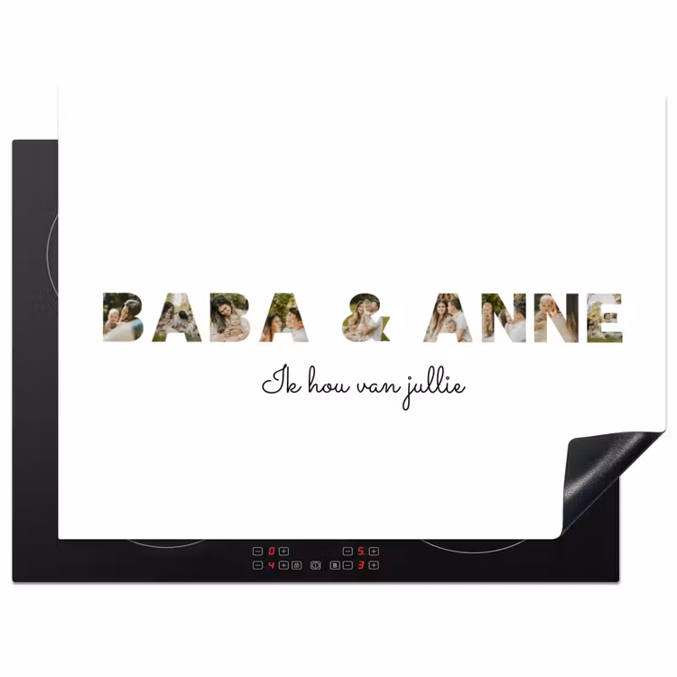 Gepersonaliseerde inductie beschermer - Baba & Anne - Lettercollage — 1