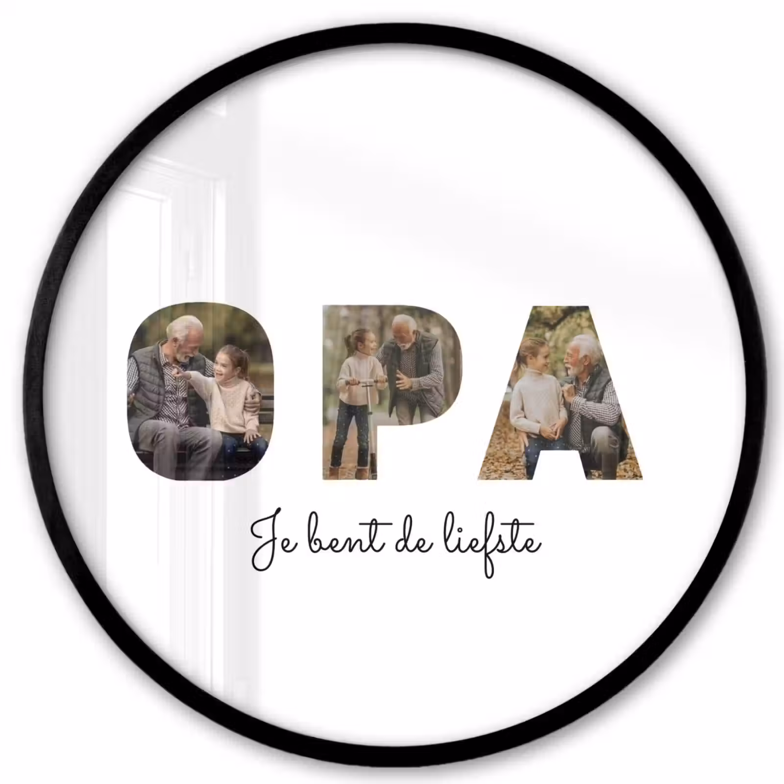 Gepersonaliseerde ronde fotolijst - Opa - Lettercollage — 1