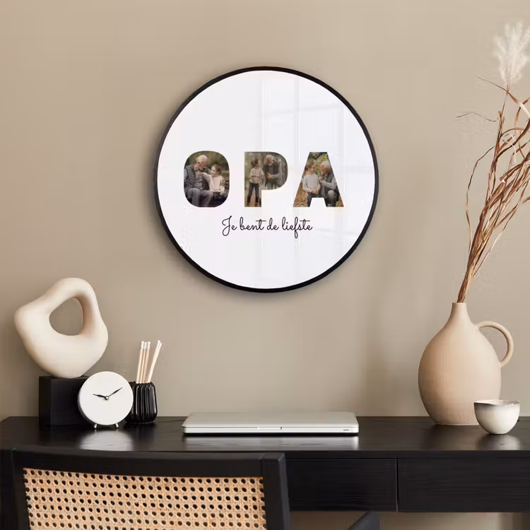 Gepersonaliseerde ronde fotolijst - Opa - Lettercollage — 3