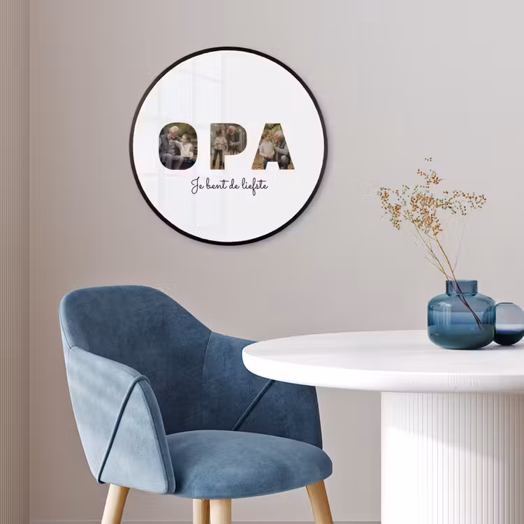 Gepersonaliseerde ronde fotolijst - Opa - Lettercollage — 4