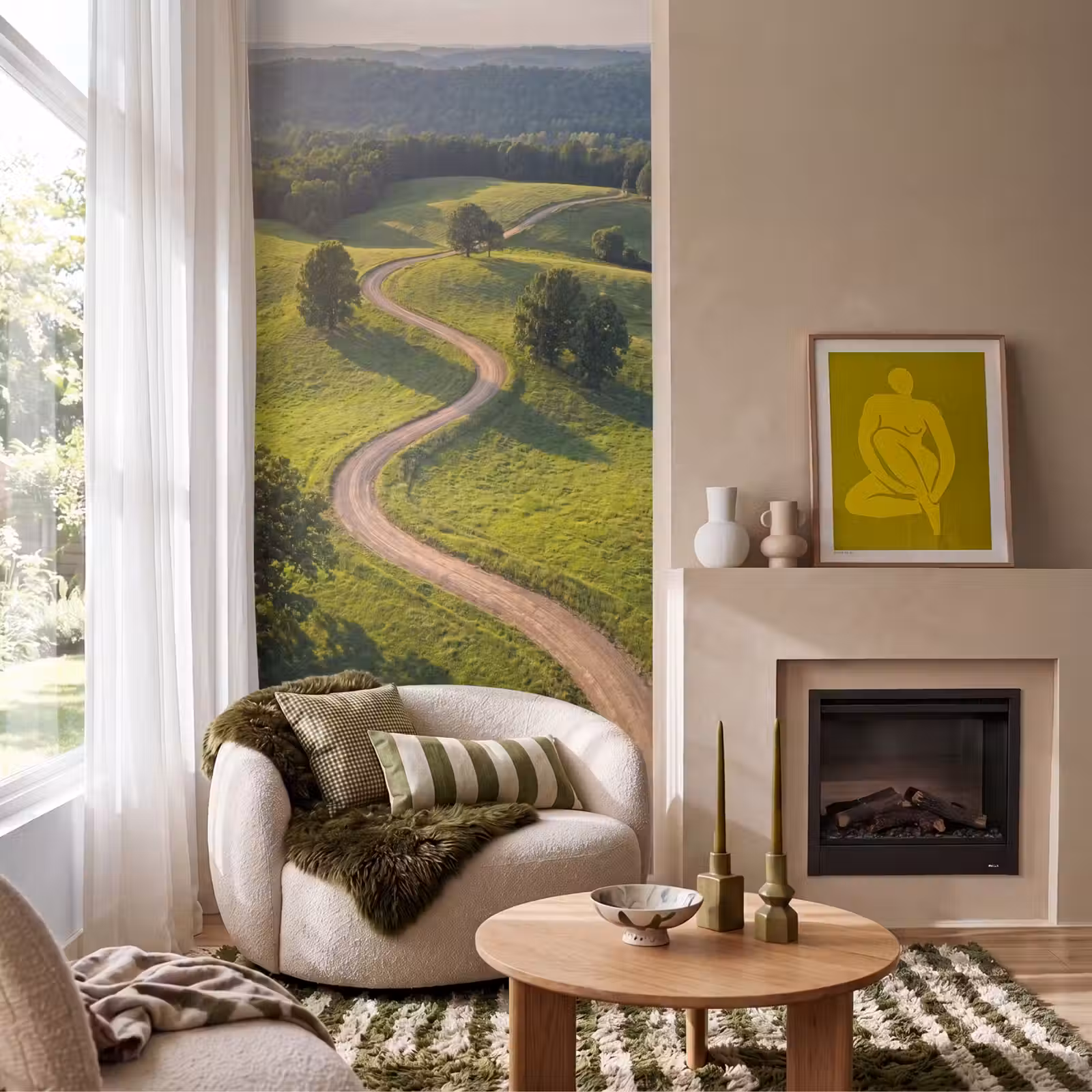 Behang - Weg - Weide - Natuur - Groen — 1