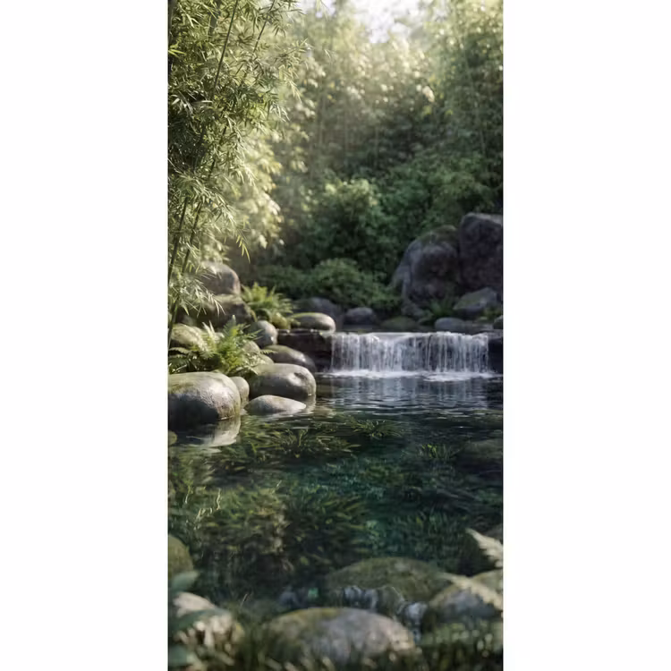Behang - Beek - Waterval - Natuur - Groen — 2