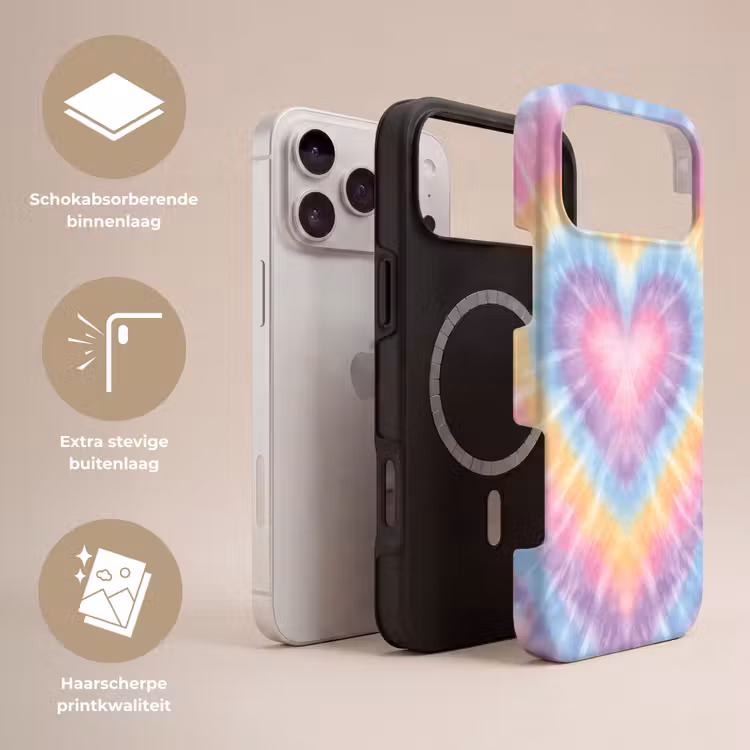 Telefoonhoesje Toughcase - Hartvorm - Pastelkleuren - Tie Dye — 3