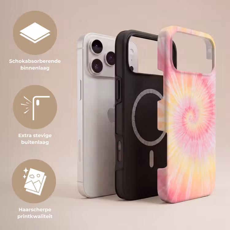 Telefoonhoesje Toughcase - Patroon - Tie Dye - Pasteltinten - Roze — 3