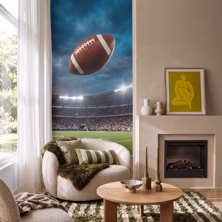 Behang - Vliegende American Football Bal Stadion