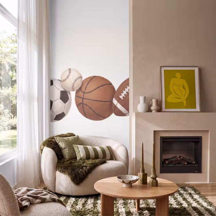 Behang - Sportballen Voetbal Honkbal Basketbal