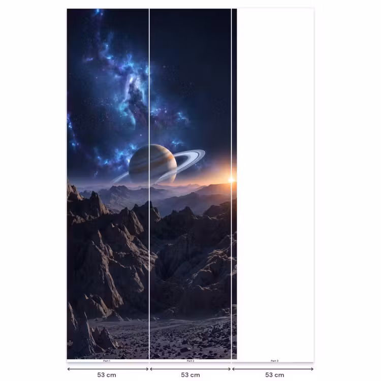 Behang - Saturnus Ringen Bergen Sterrenhemel — 6