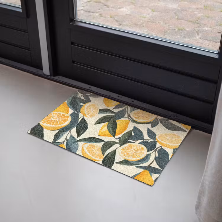 Deurmat - Citroenen - Vruchten - Bladeren - Geel - Groen - Beige — 2