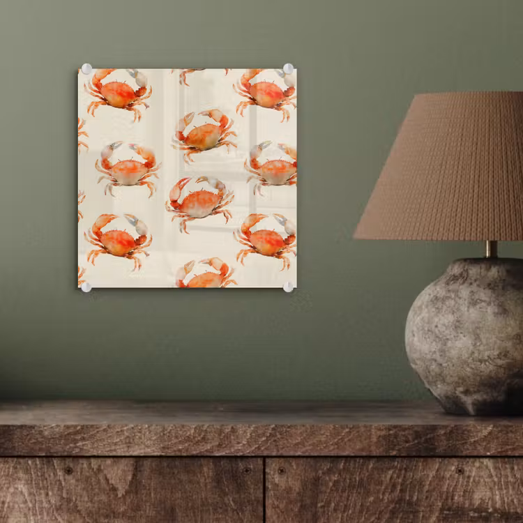 Glas schilderij - Krabben - Patroon - Oranje — 4