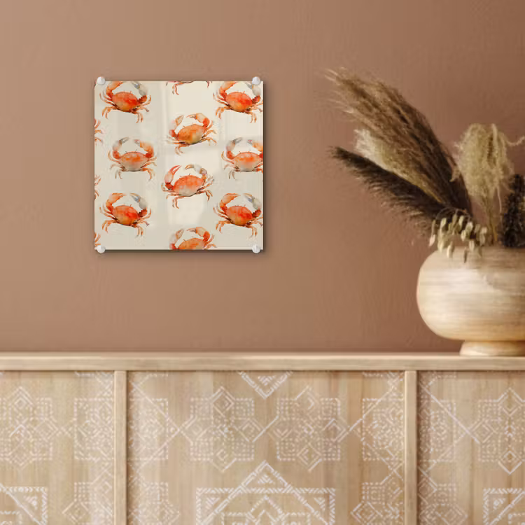 Glas schilderij - Krabben - Patroon - Oranje — 6