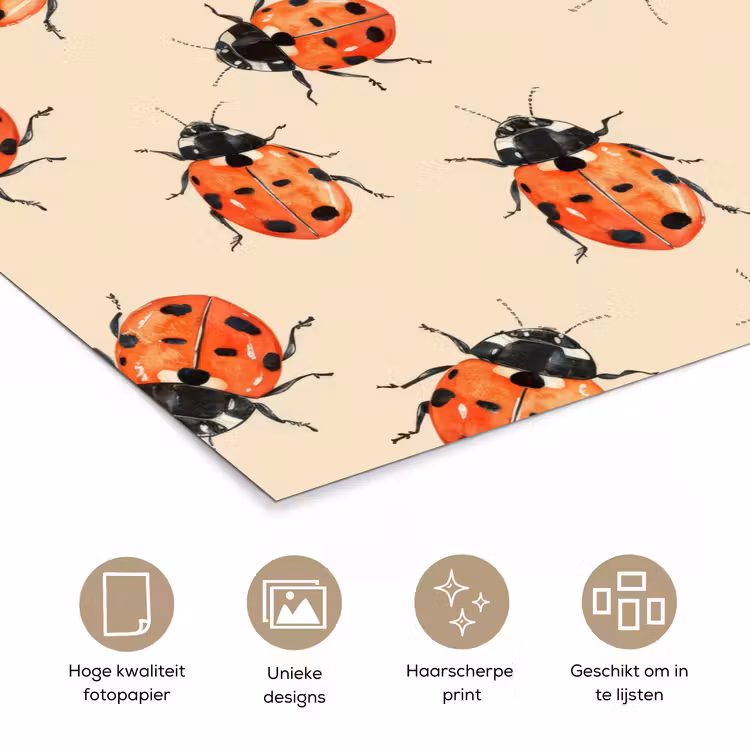 Poster - Lieveheersbeestjes - Patroon - Rood — 5