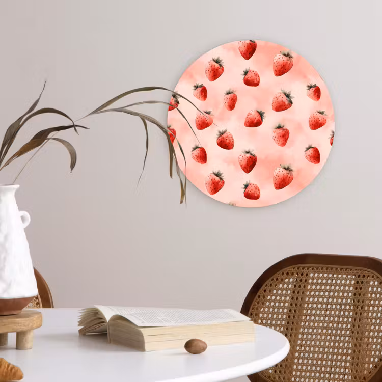 Muurcirkel - Aardbei - Patroon - Roze — 4
