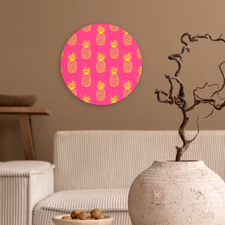Muurcirkel - Ananas - Trendy - Roze — 2