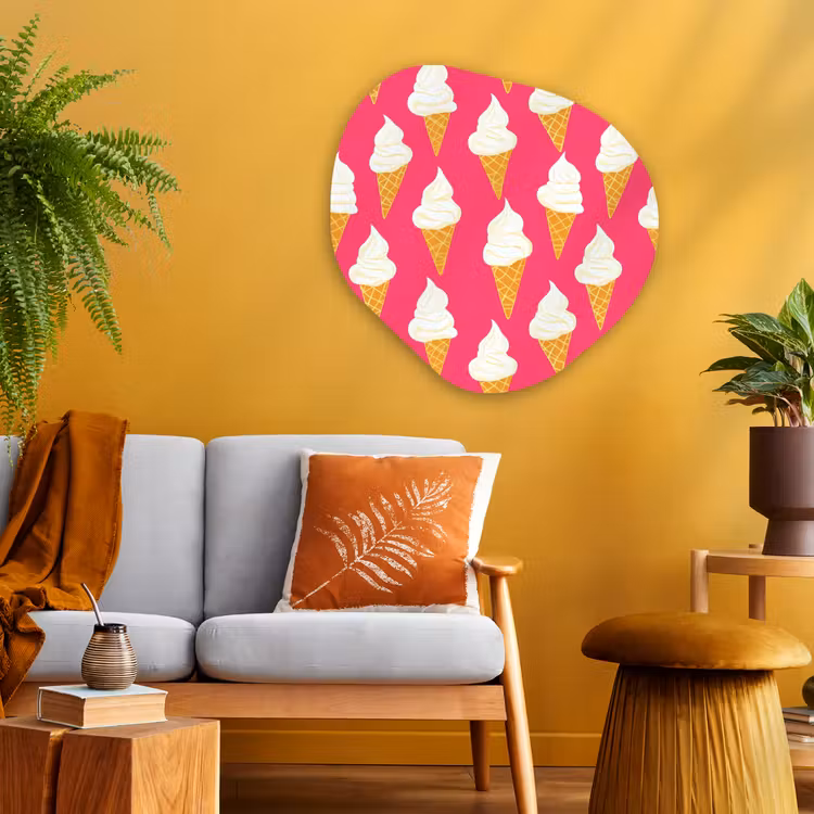 Organische schilderij - Aluminium - Softijs - Horentje - Roze — 3