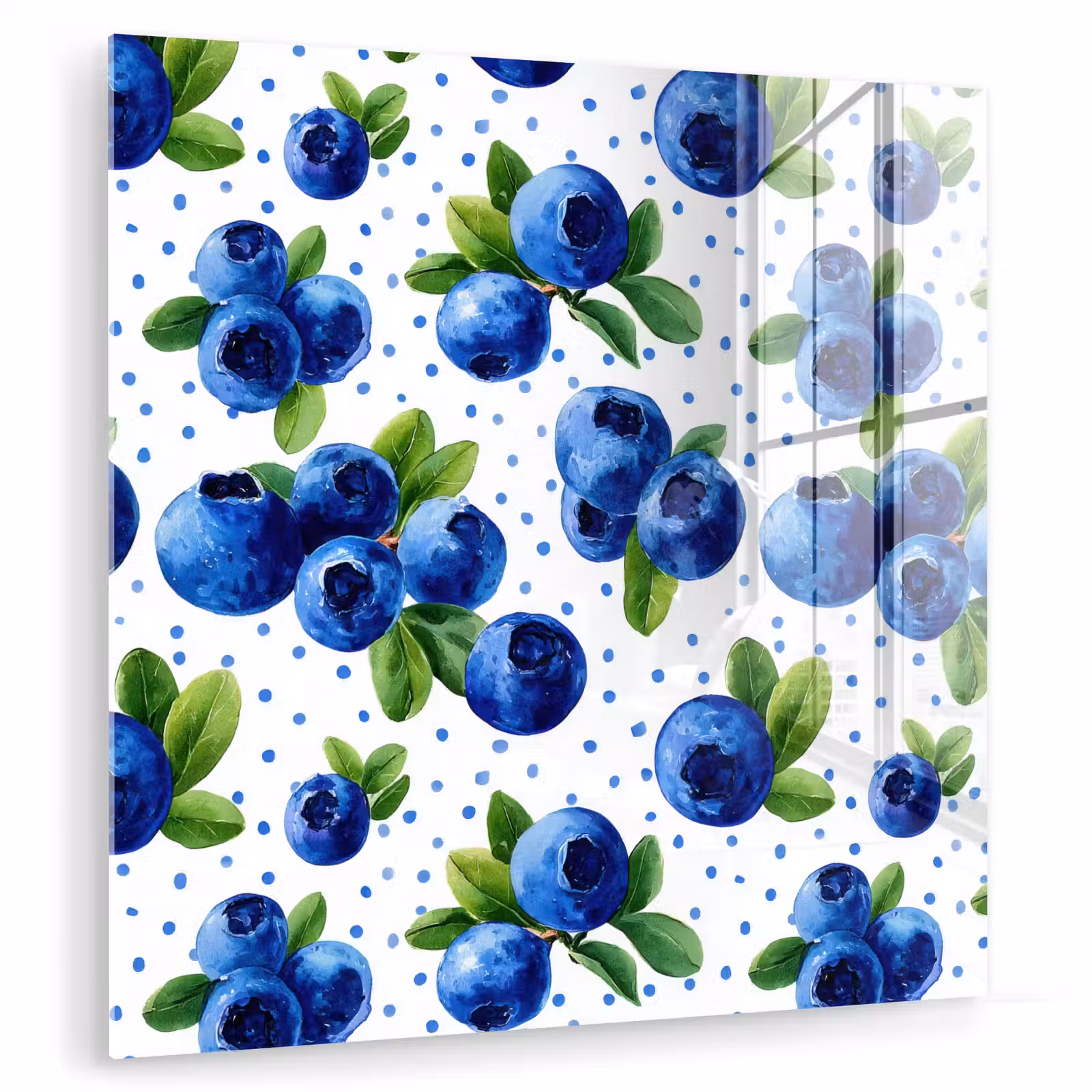 Glas schilderij - Bessen - Patroon - Blauw — 1