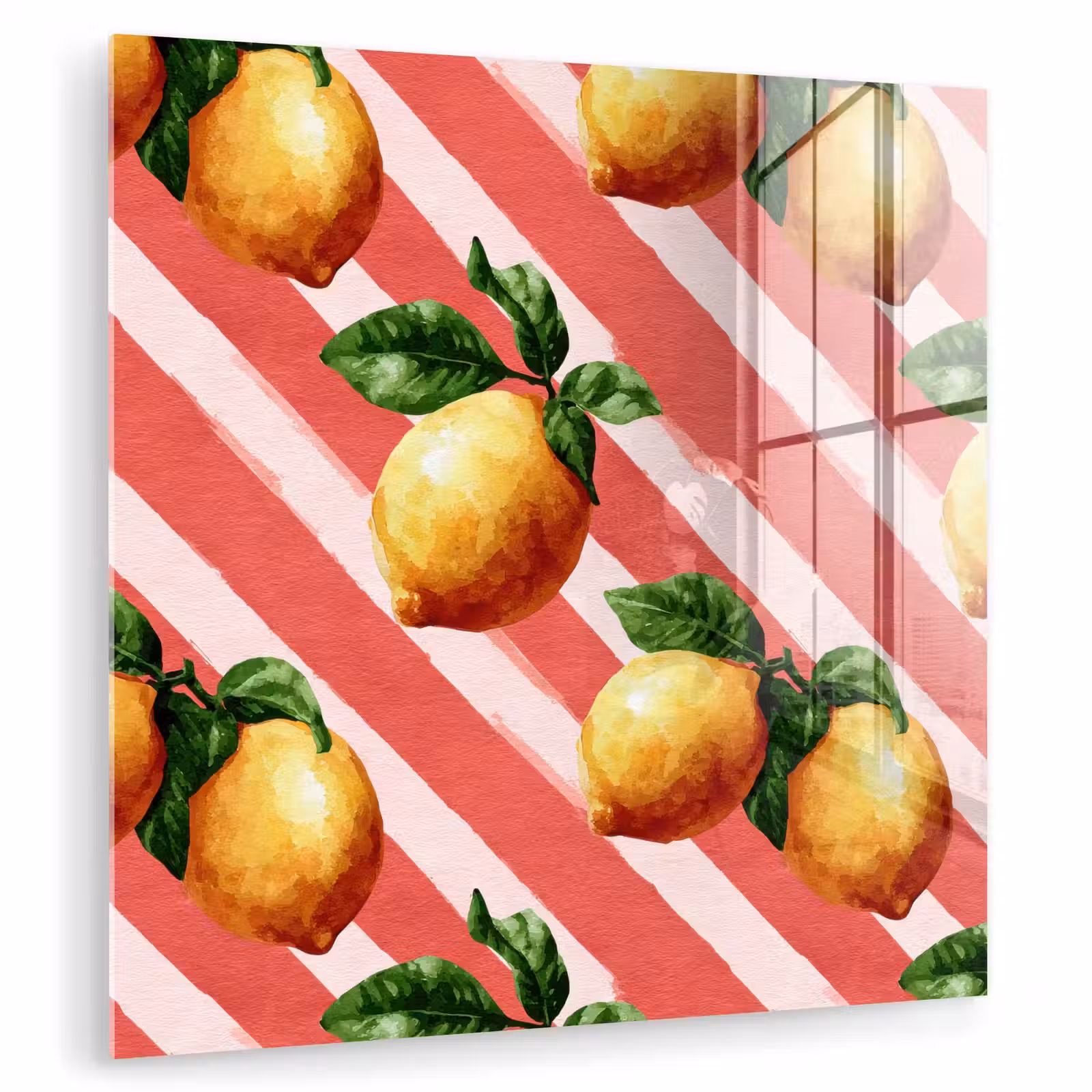 Glas schilderij - Citroen - Geïllustreerd - Oranje — 1