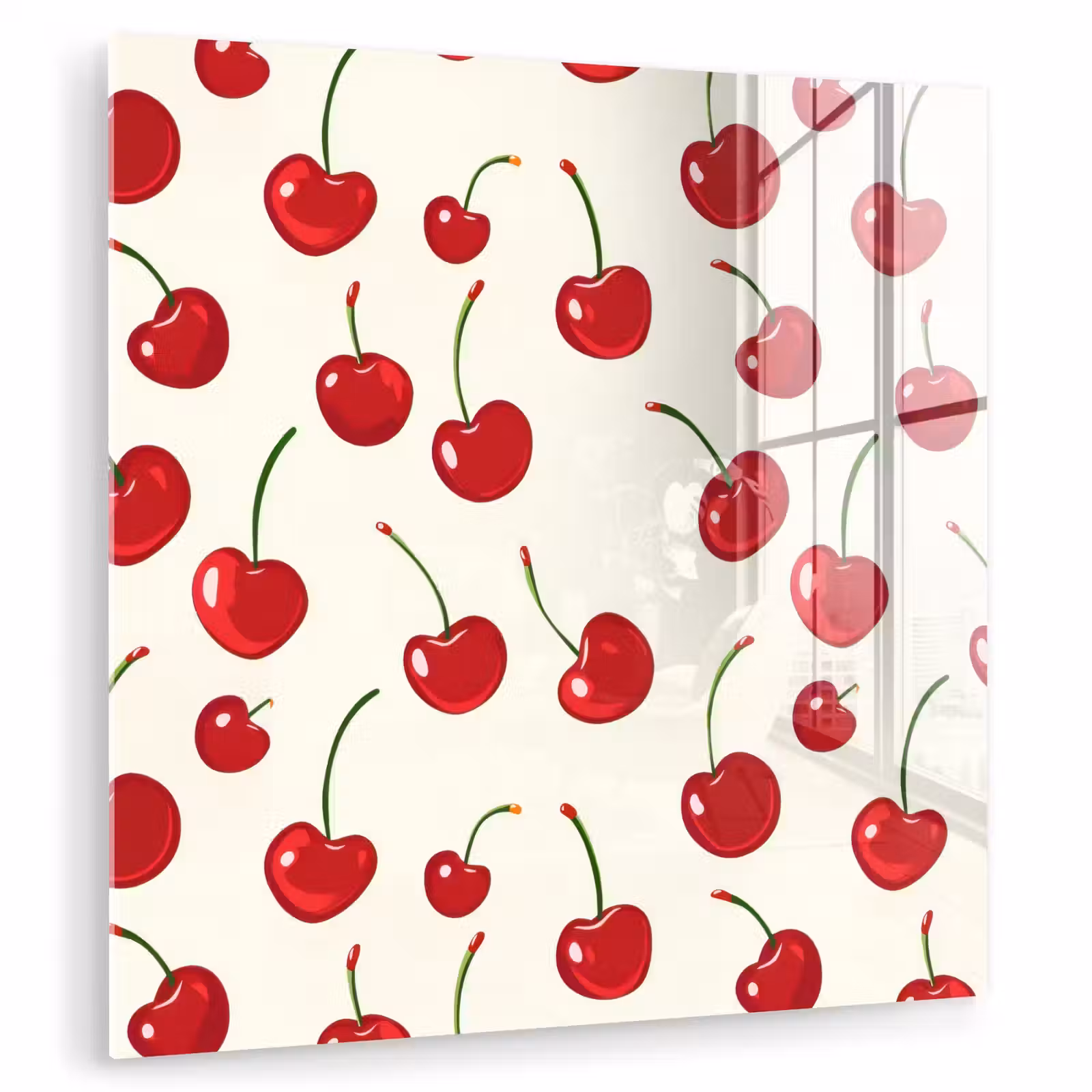 Glas schilderij - Kersen - Minimalistisch - Rood — 1