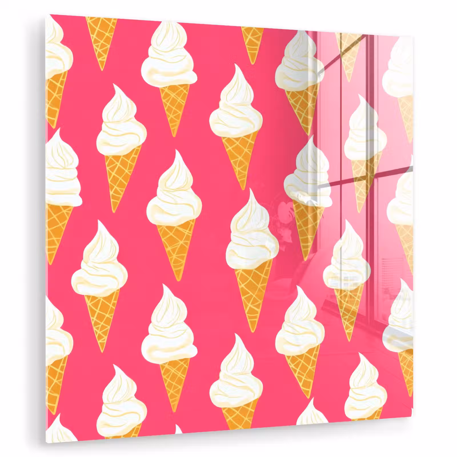 Glas schilderij - Softijs - Horentje - Roze — 1