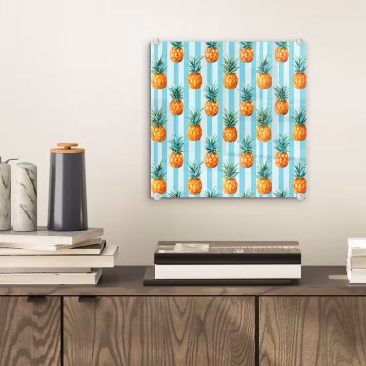 Glas schilderij - Ananas - Strepen - Groen — 2