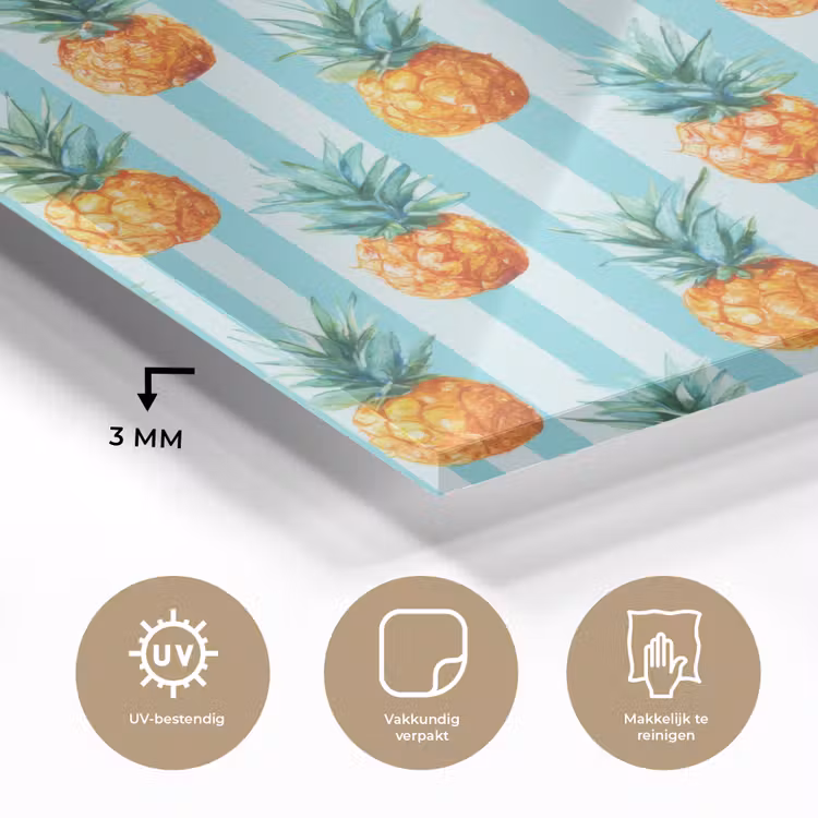 Glas schilderij - Ananas - Strepen - Groen — 3
