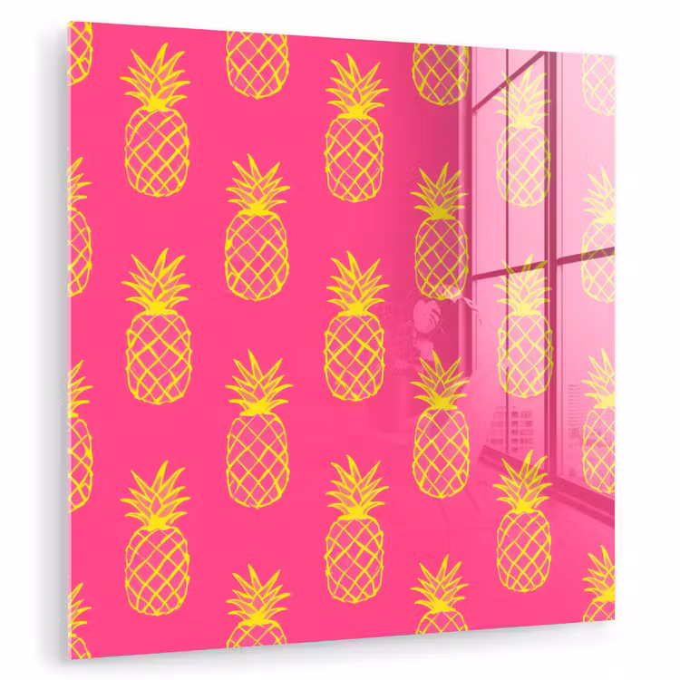 Glas schilderij - Ananas - Trendy - Roze — 1