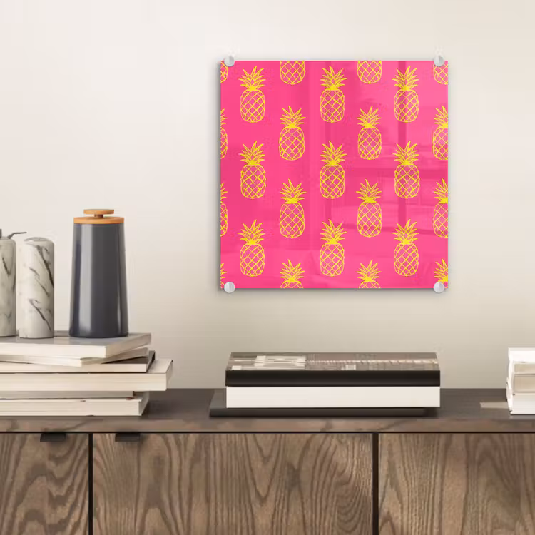 Glas schilderij - Ananas - Trendy - Roze — 2