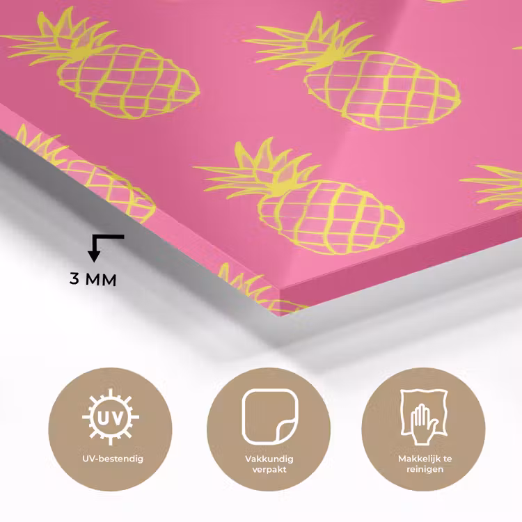 Glas schilderij - Ananas - Trendy - Roze — 3
