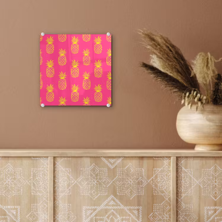 Glas schilderij - Ananas - Trendy - Roze — 6