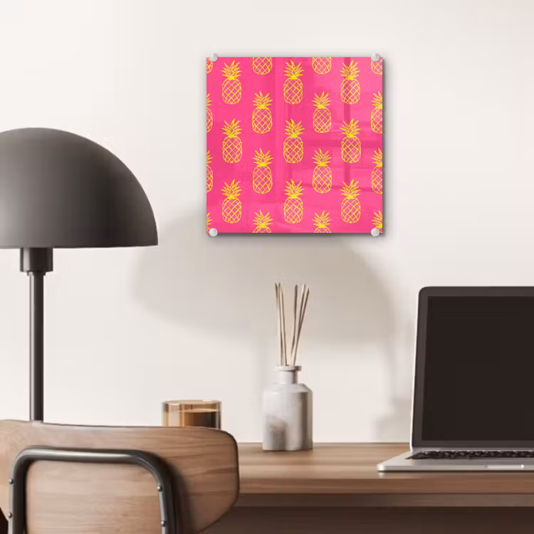 Glas schilderij - Ananas - Trendy - Roze — 7