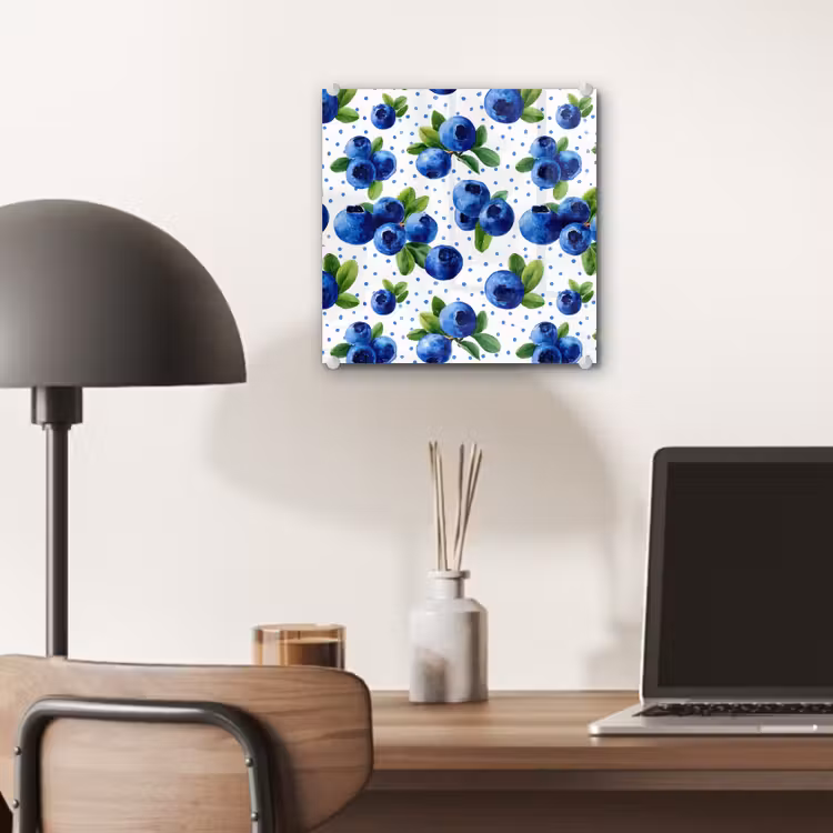Glas schilderij - Bessen - Patroon - Blauw — 7