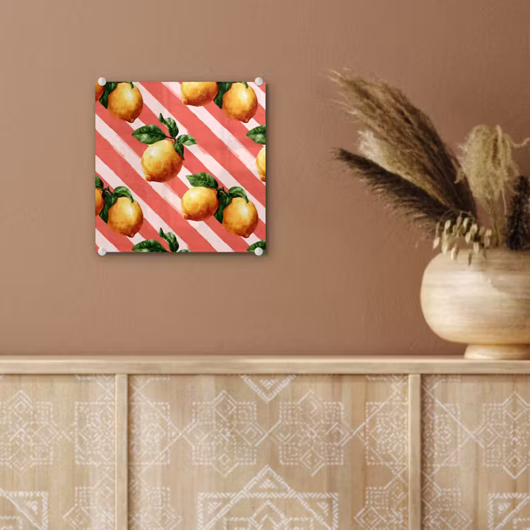 Glas schilderij - Citroen - Geïllustreerd - Oranje — 6