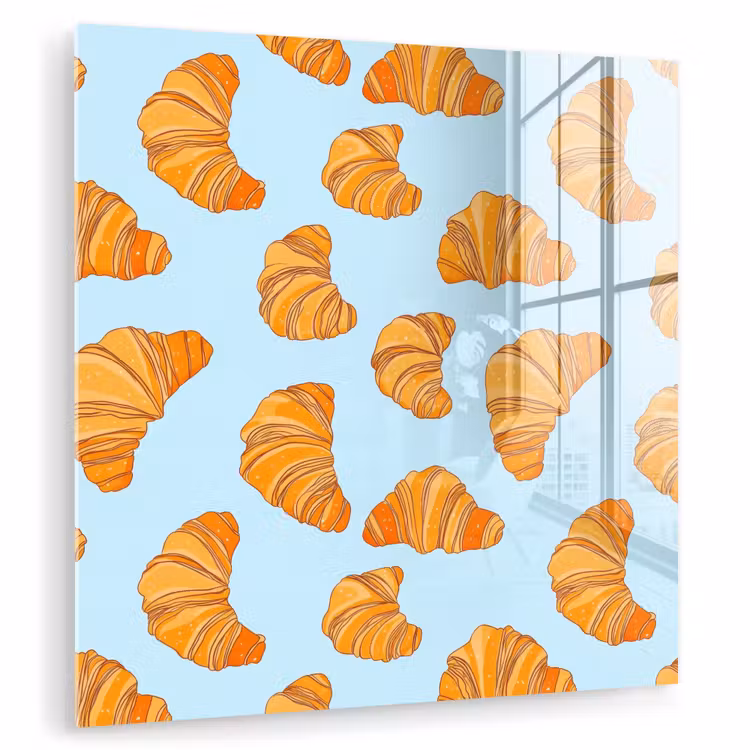 Glas schilderij - Croissant - Speels - Blauw — 1