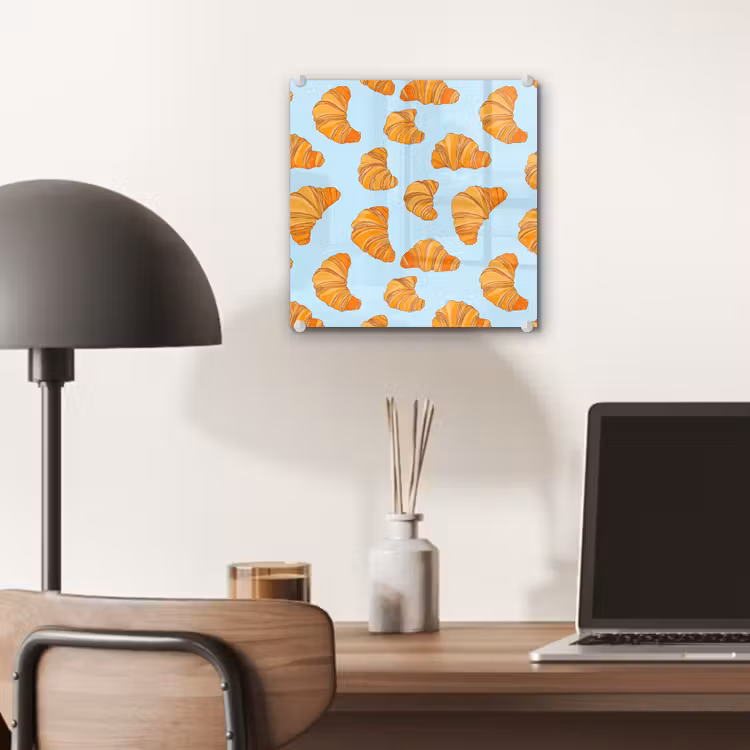 Glas schilderij - Croissant - Speels - Blauw — 7