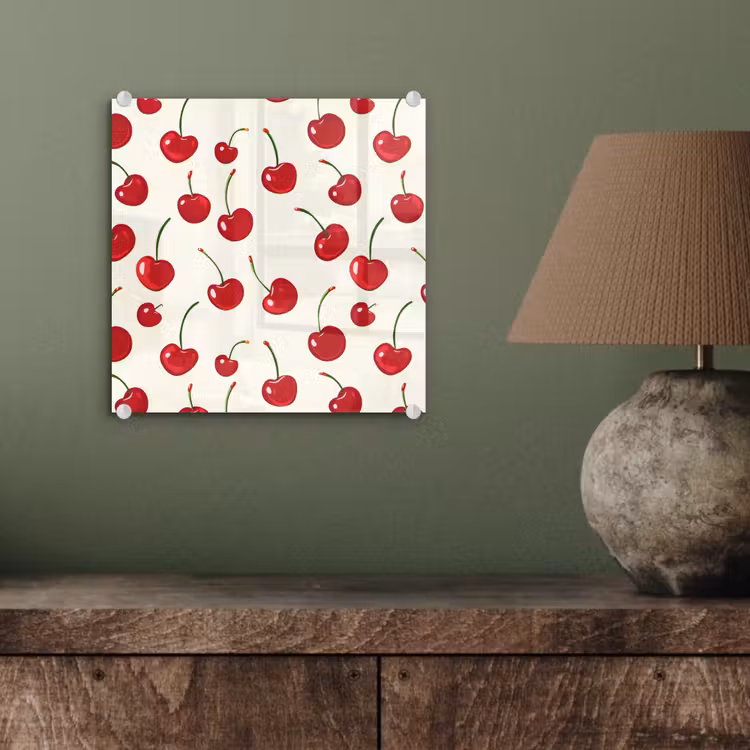 Glas schilderij - Kersen - Minimalistisch - Rood — 4