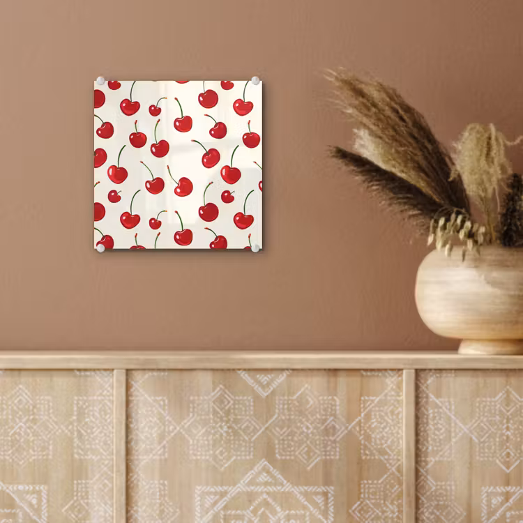 Glas schilderij - Kersen - Minimalistisch - Rood — 6