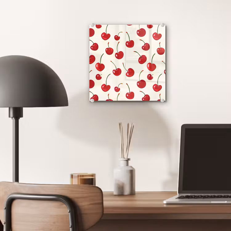 Glas schilderij - Kersen - Minimalistisch - Rood — 7
