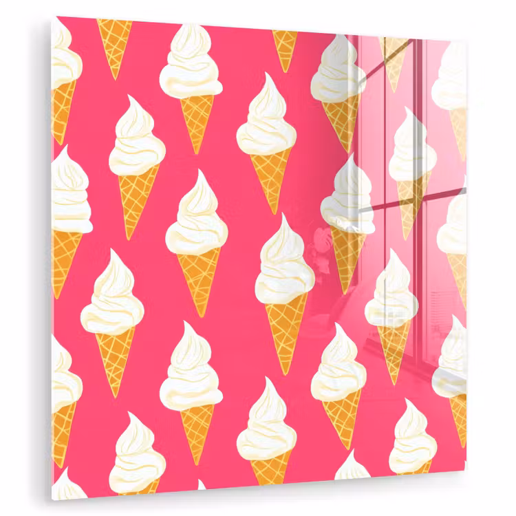 Glas schilderij - Softijs - Horentje - Roze — 1